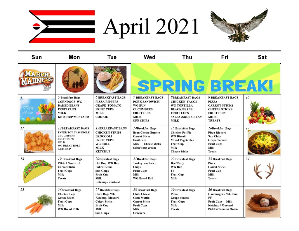 April 2021 Lunch Menu
