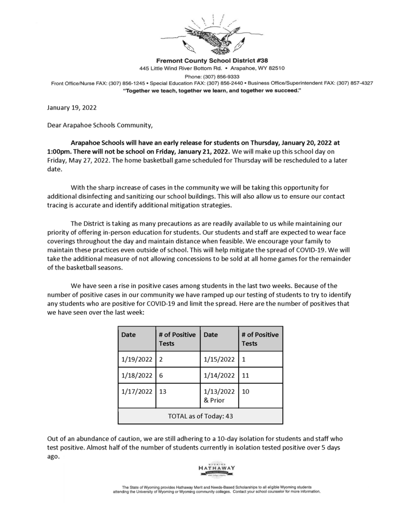 Letter to parents regarding school closure page  1