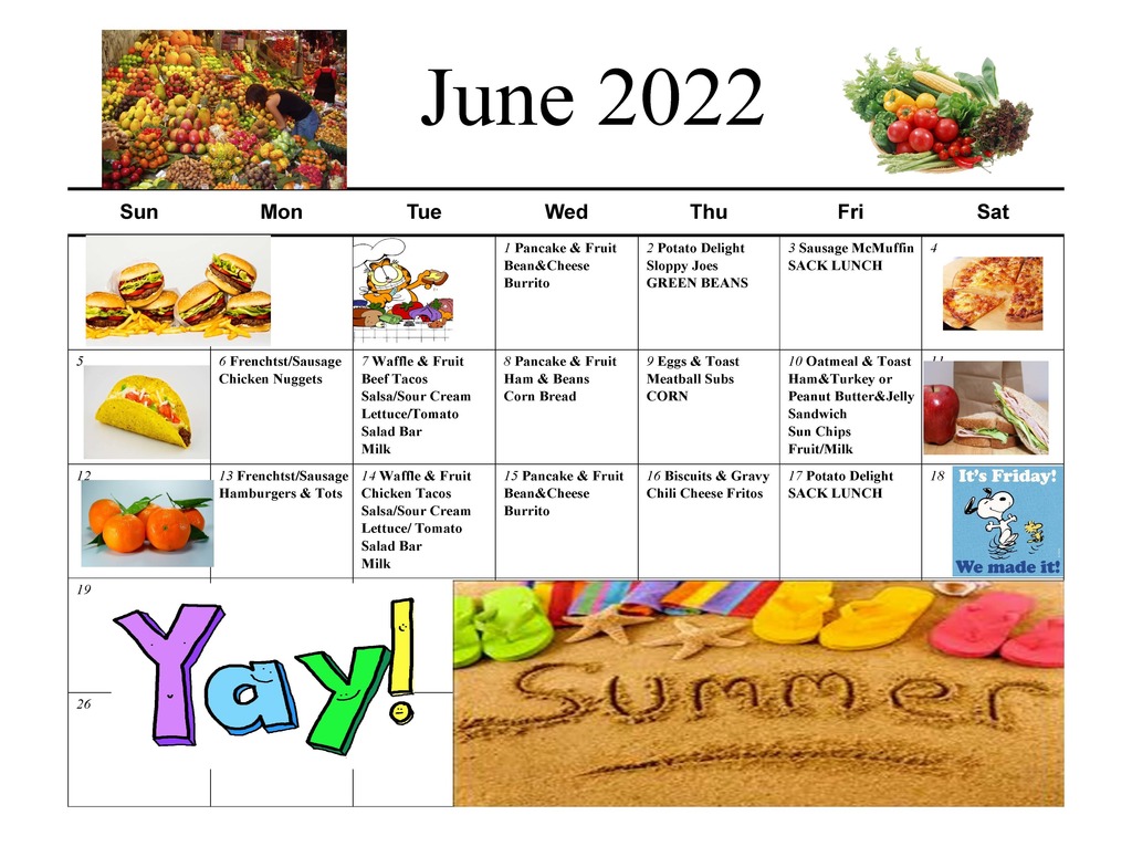 Lunch Menu for June